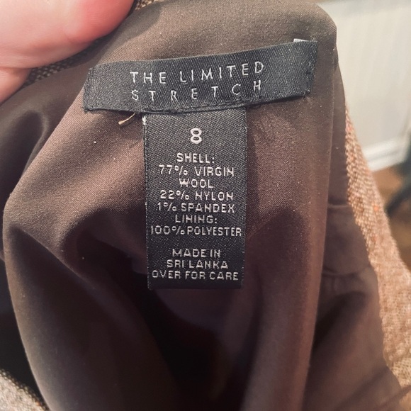 The Limited Stretch wool blend tweed pencil skirt lined pleated back SZ 8 brown - Picture 9 of 9